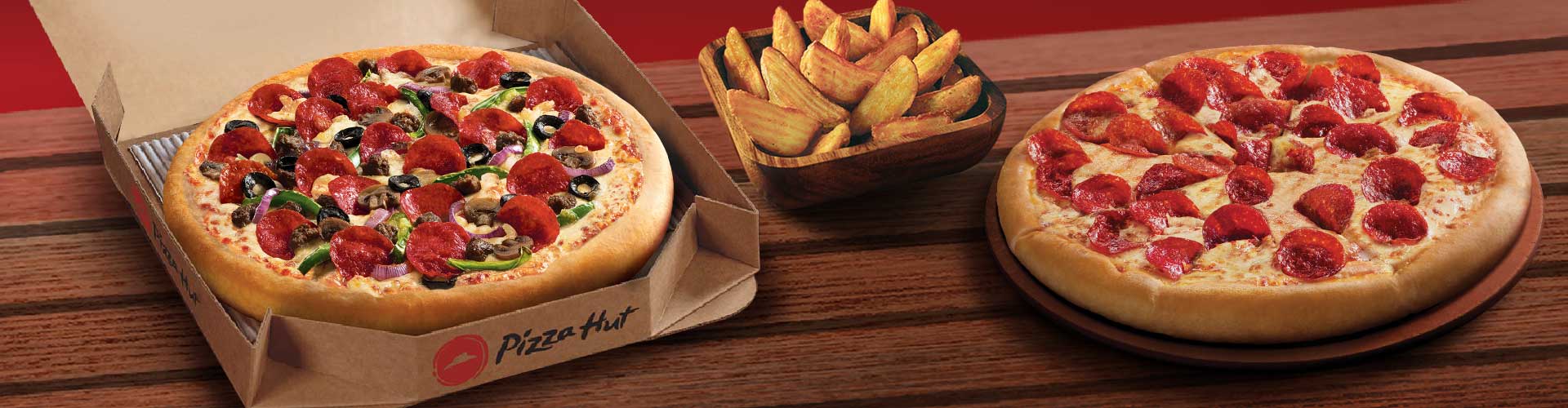 two types of pizza on pizza hut box park 