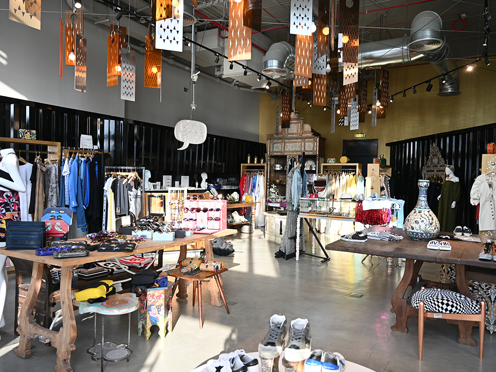 the main hall at Urbanist with clothes and shoes 